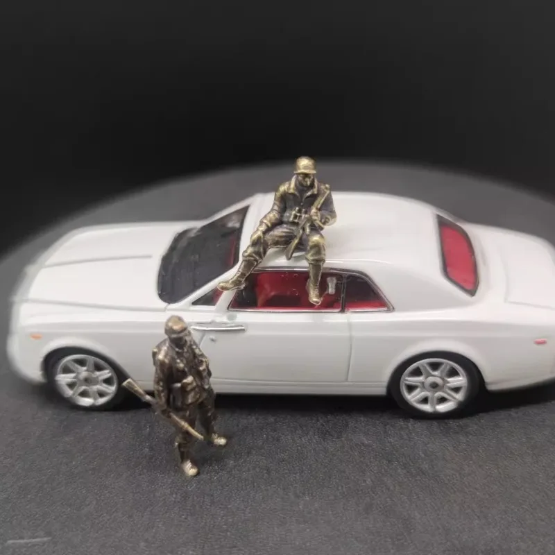 شخصيات الحركة النحاسية الأمريكية للجنود في الحرب العالمية الثانية، وضع الجلوس، وضعية واقفة، إكسسوارات زينة إبداعية، هدايا #5