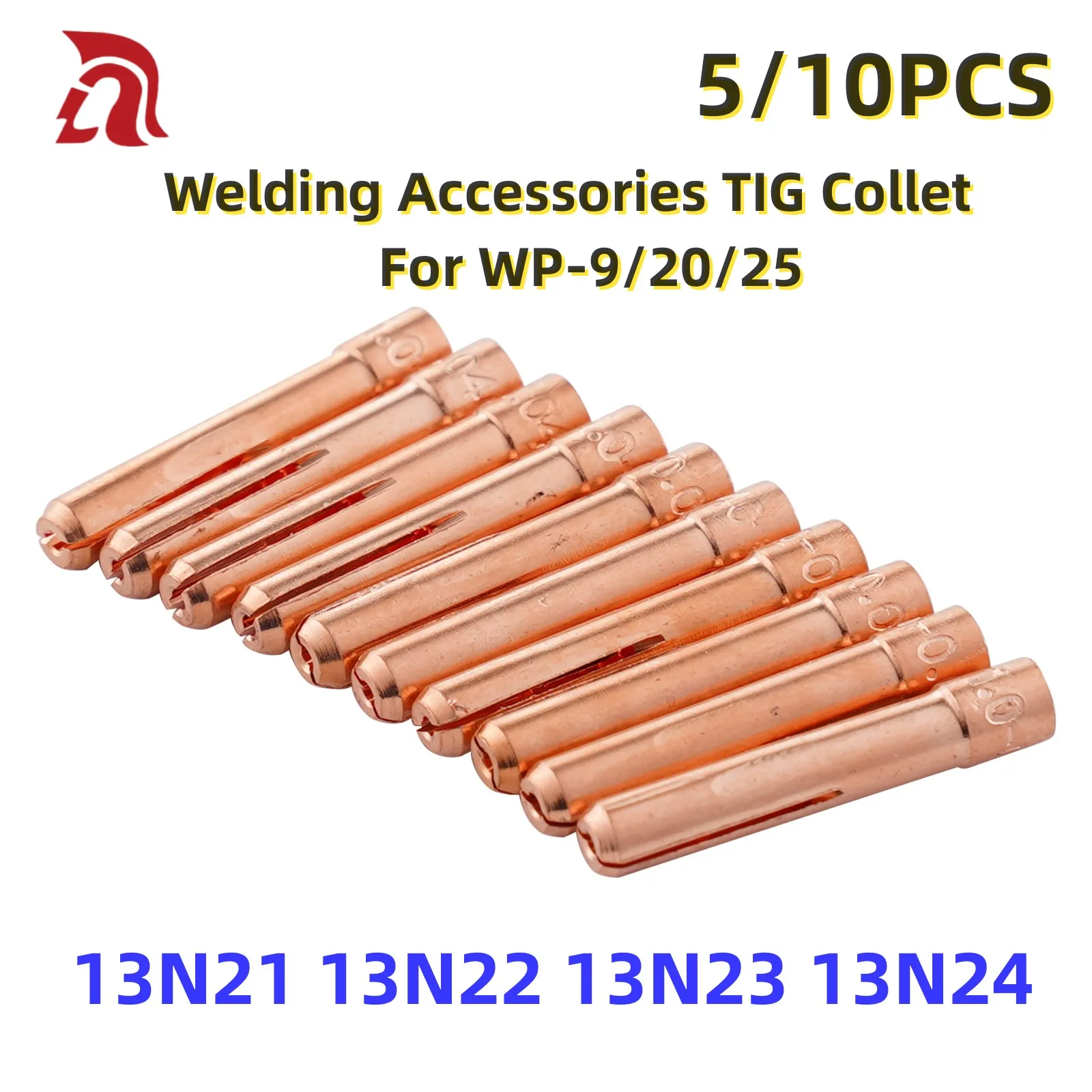 

5/10Pcs TIG Collet 13N21 13N22 13N23 13N24 1.0/1.6/2.4/3.2mm for TIG Welding Torch 9, 20 & 25 Series Consumables