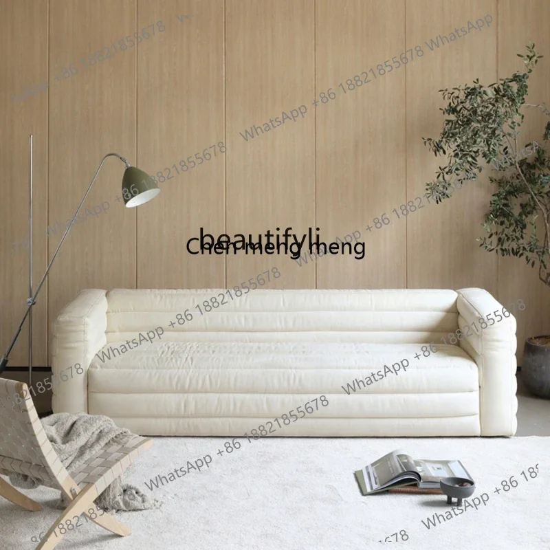 LHY26 ss CXH Italian Modern Minimalist Faux Leather Fabric Sofa Multi-Person Living Room White#