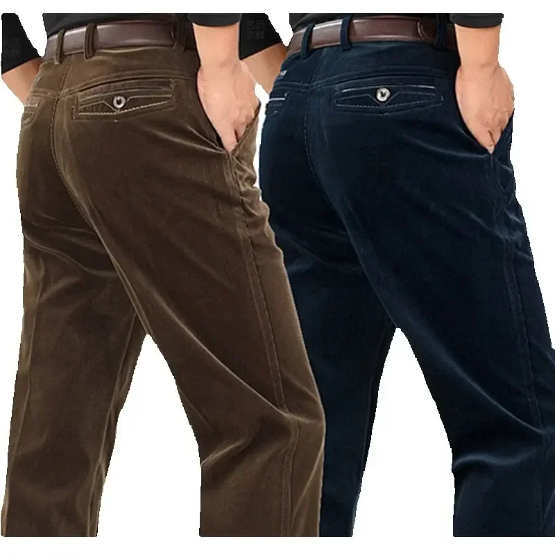 Pantalones de pana holgados para hombre de mediana edad, ropa de calle informal, instalada en otoño e invierno, 2023
