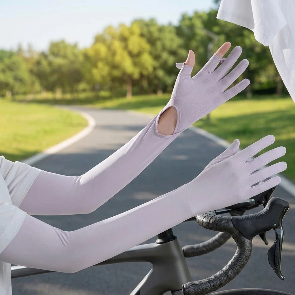 1 Paar Sport-Armstulpen für Radfahren, Laufen, Angeln, Klettern, Sonnenschutz, UV-Schutz, Kühlende Ärmel mit 5-Finger-Manschetten – Detail 3