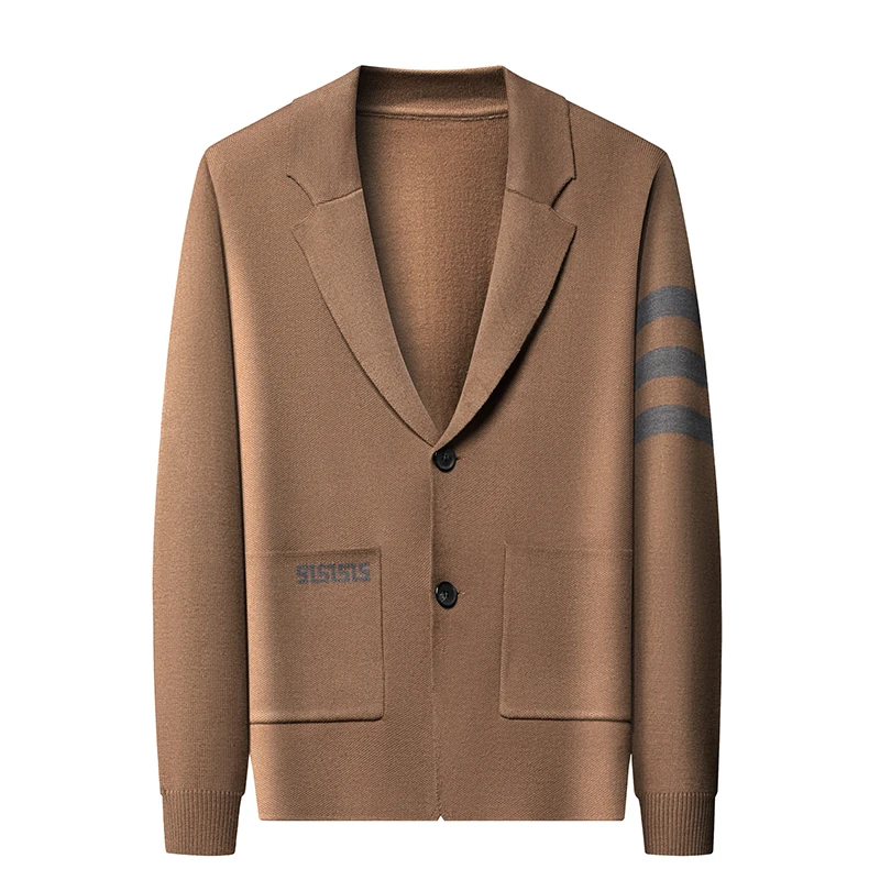 Designer originale da uomo colletto in maglia maglione cappotto autunno inverno nuovo tre strisce tasca business tendenza per il tempo libero abbigliamento da uomo