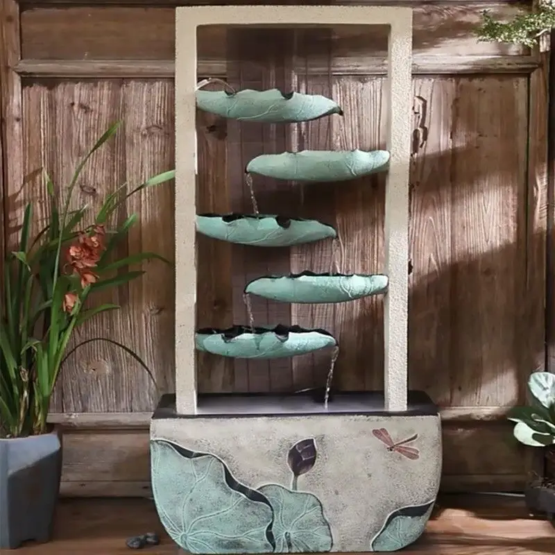Fountain, flowing water, floor-to-ceiling water feature decoration, home living room ornament, office lucky fish pond