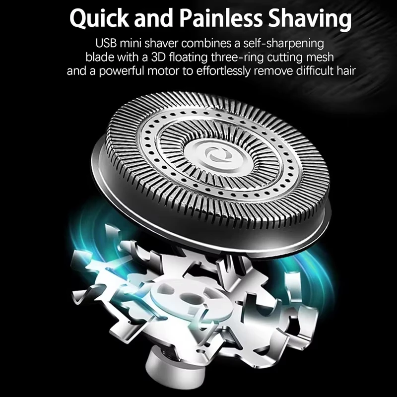 Men Electric Mini Shaver Rechargeable Type-c Charging Car Portable Led Digital Display Wet & Dry