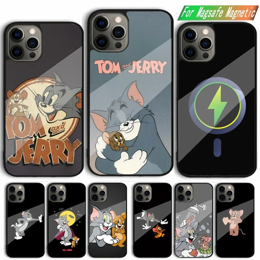 Cartoon T-Tom And J-JerryS  Phone Case For iPhone 15,14,13,12,11,Plus,Pro,Max Mini Magsafe Magnetic Wireless Charging