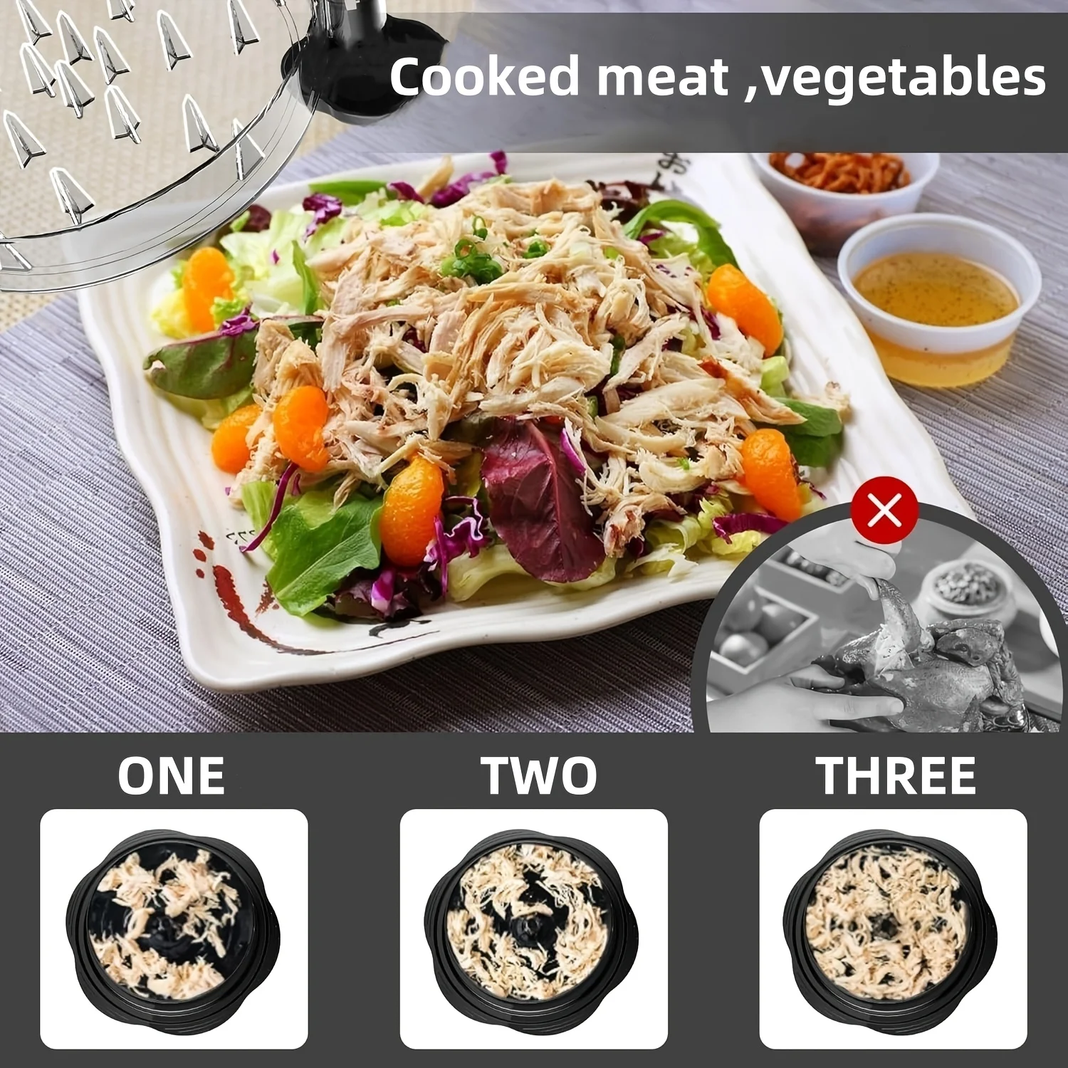 ماكينة تقطيع الدجاج المريحة مع قبضة مضادة للانزلاق - ماكينة تقطيع اللحوم اليدوية لدجاج لحم الخنزير ولحم البقر - لأدوات المطبخ وتقطيع اللحوم