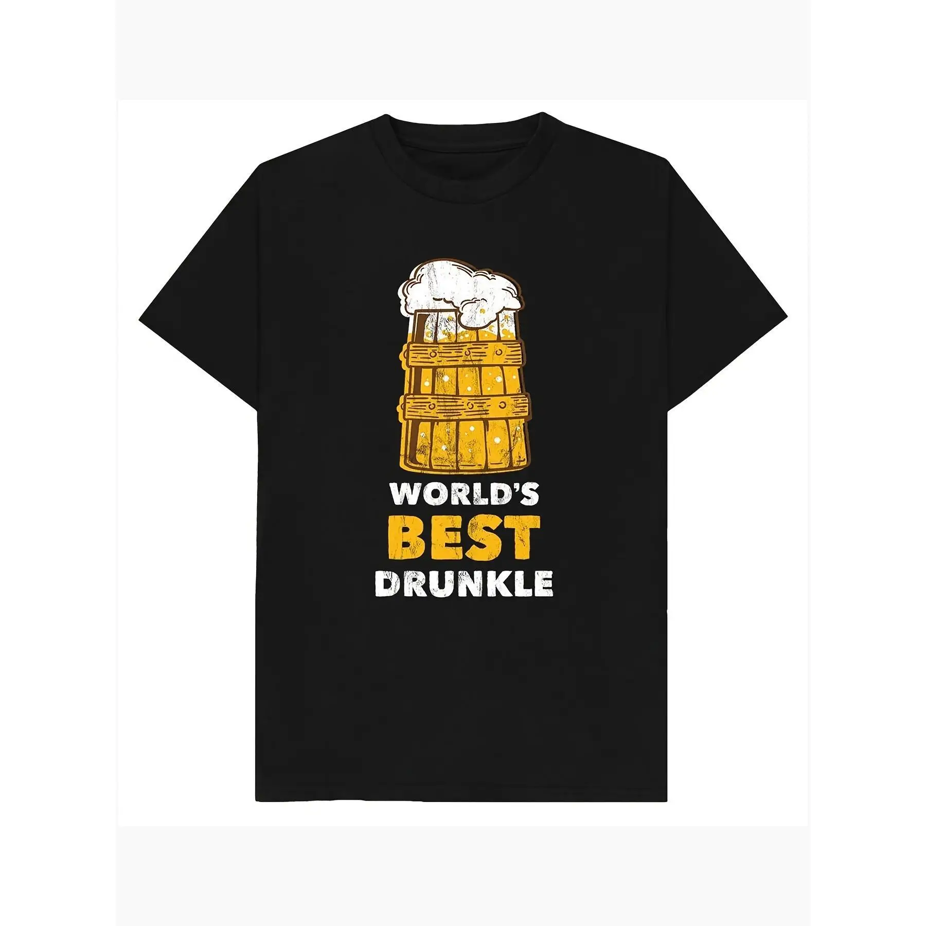 

Men's Funny Drunkle T-shirt, Humorous "World's Best" Uncle Beer Graphic Tee, Birthday Gift Casual Short Sleeve Top