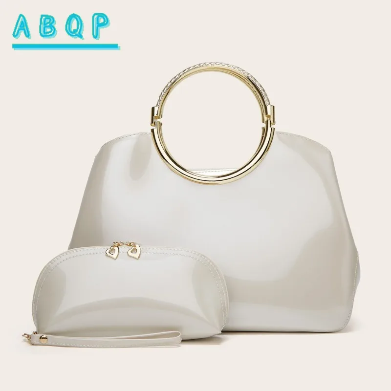 

Shoulder Bag 2025 New Fashion Patent Leather Handbag Solid Color Women's Wedding Bags Mother and Child Bag Combination