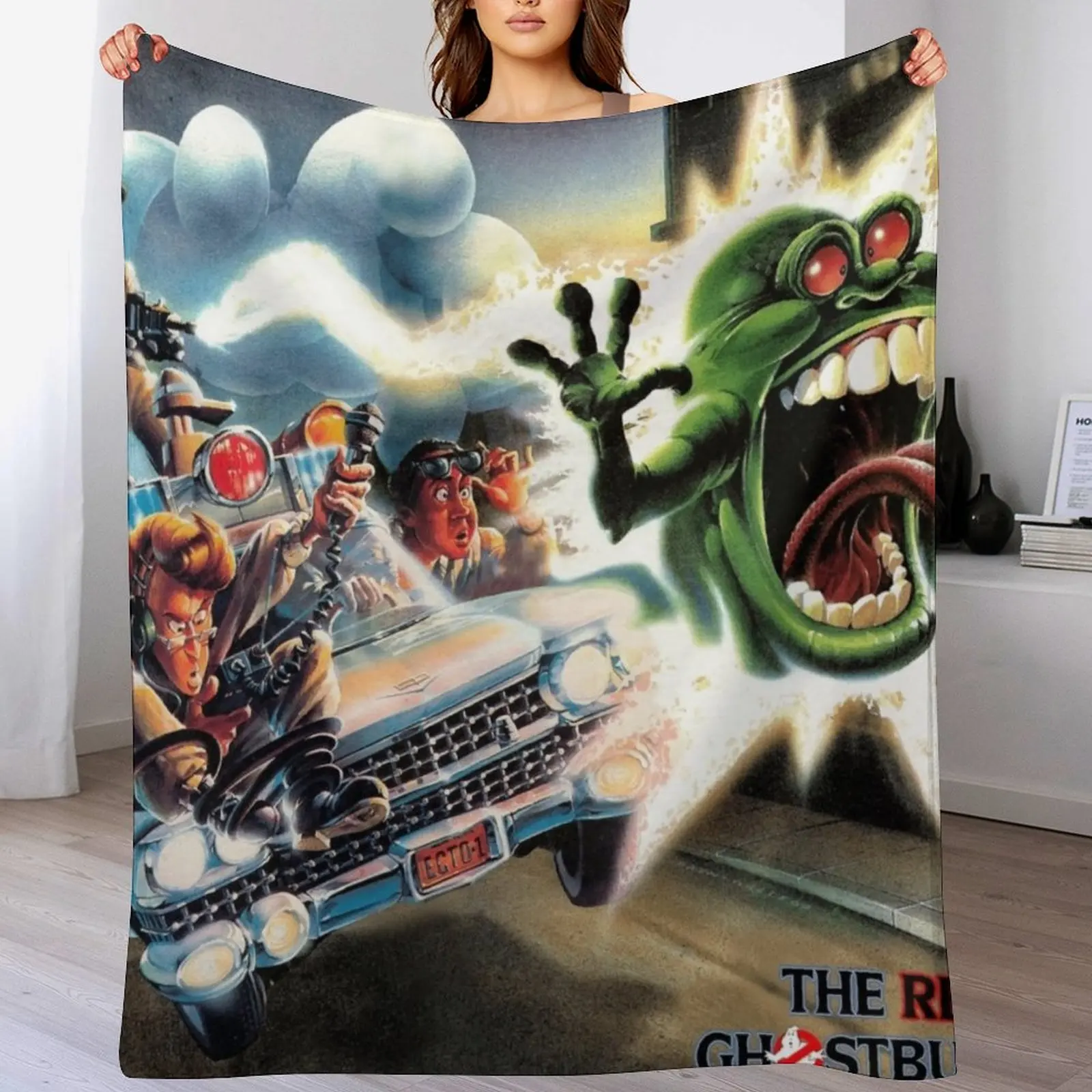 The Real Ghostbusters Classic Artwork Throw Blanket Multi-Purpose Furry Decorative Sofas Luxury Blankets