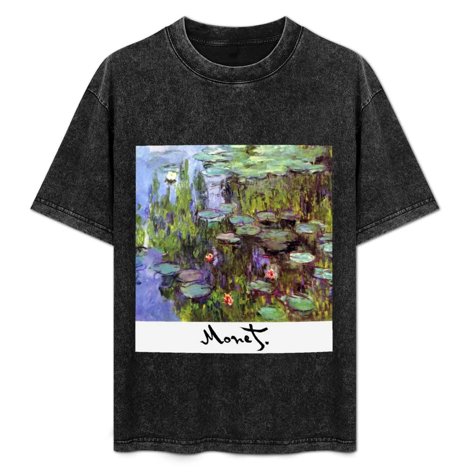 Monet - Waterlilies (Nympheas) T-Shirt blue archive blanks summer top quick-drying tshirts for men