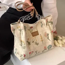 Tote Bags for Women Handbags Luxury Designer Bag Canvas Flower Printing Shoulder Bags Zipper Handbag Large Capacity Shopper