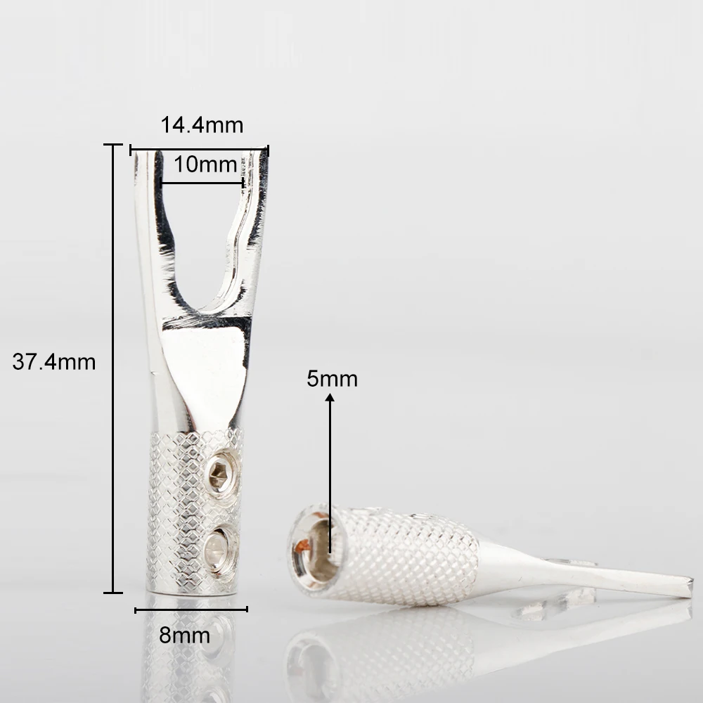SY1504(R) HI END ทองแดง Y Spade ตัวเชื่อมต่อสกรูสองตัวล็อคปลั๊กบัดกรีโรเดียมส้อมของหวานกับท่อลำโพง