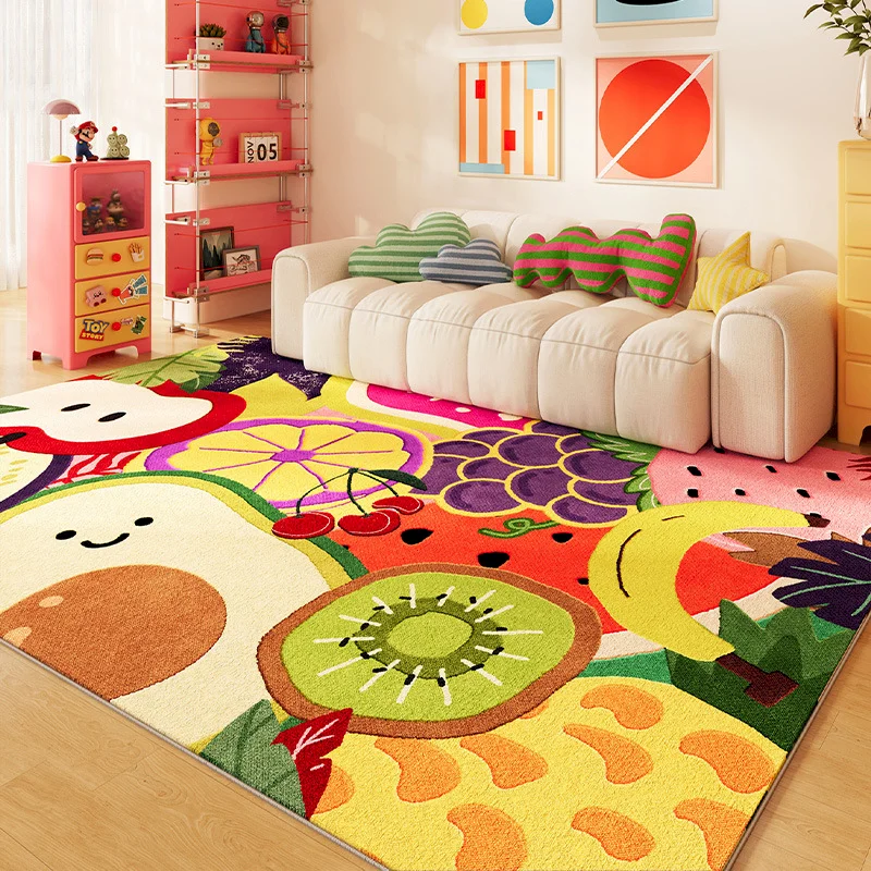 VIKAMA Colorful Cartoon Carpet Cute Animal Fruit Puzzle Carpet Anti Slip Minimalist Interior Home Decoration