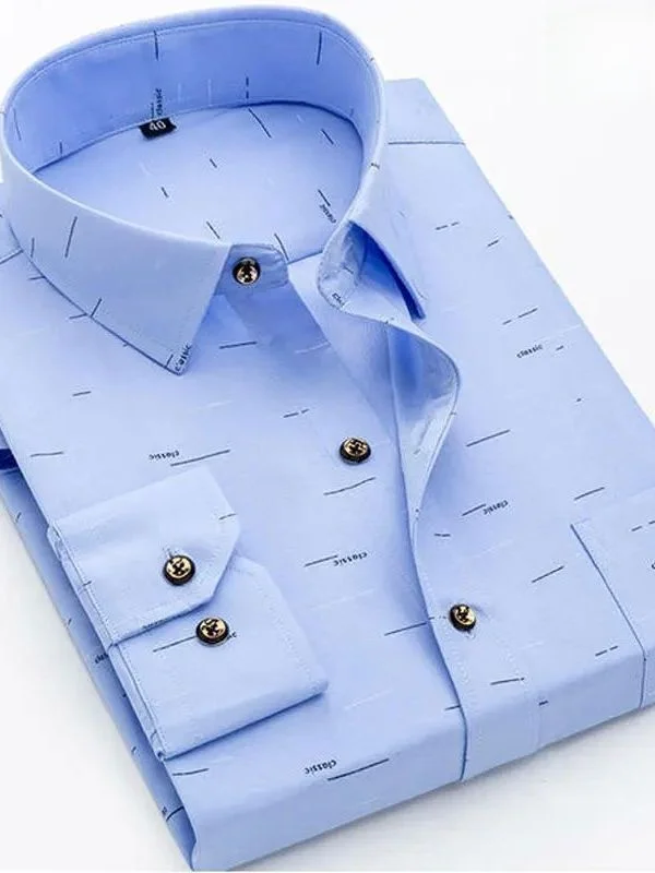 

New Men's Long Sleeve Shirt Thin Business Spring Summer PU Leather Special Wide Fit Collar Nine Points Sleeve Clean Fit