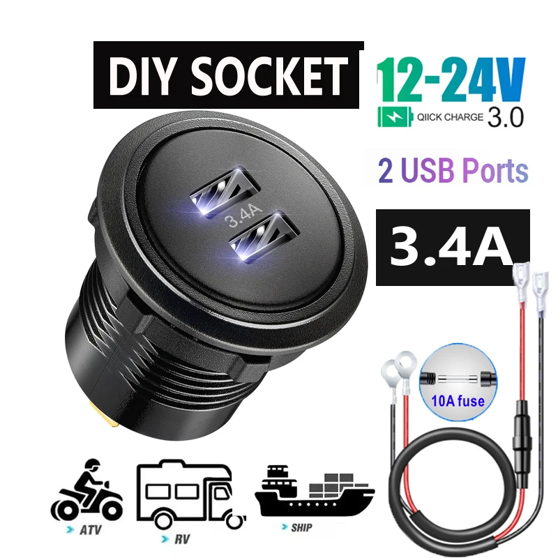 

12v USB Outlet Charge adapter socket USB Charging Port for Car Marine Golf 7 6 5 mk7 mk5 mk6 accessoires