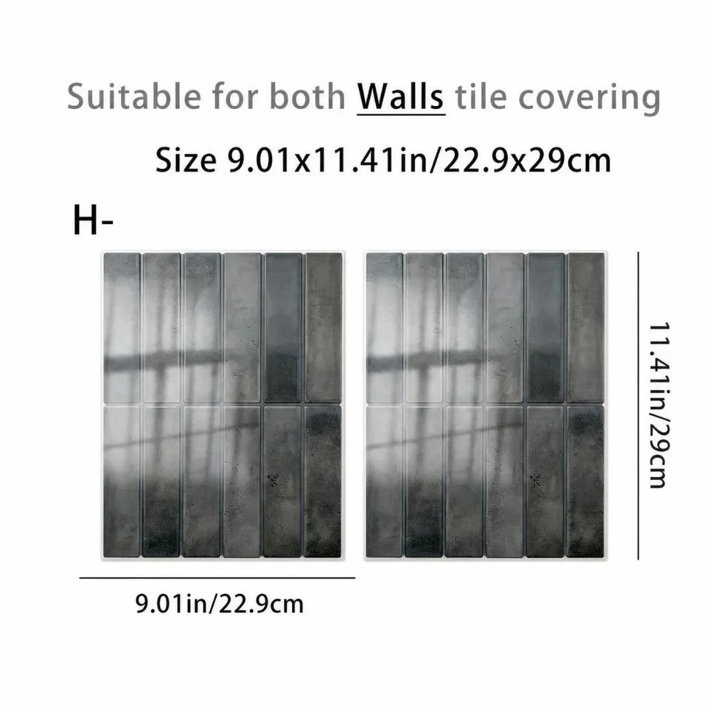 2PCS Vintage PVC Self Adhesive Tile Sticker Oil Proof Wipe Clean Backsplash Cover Wallpaper 2D Print Thick