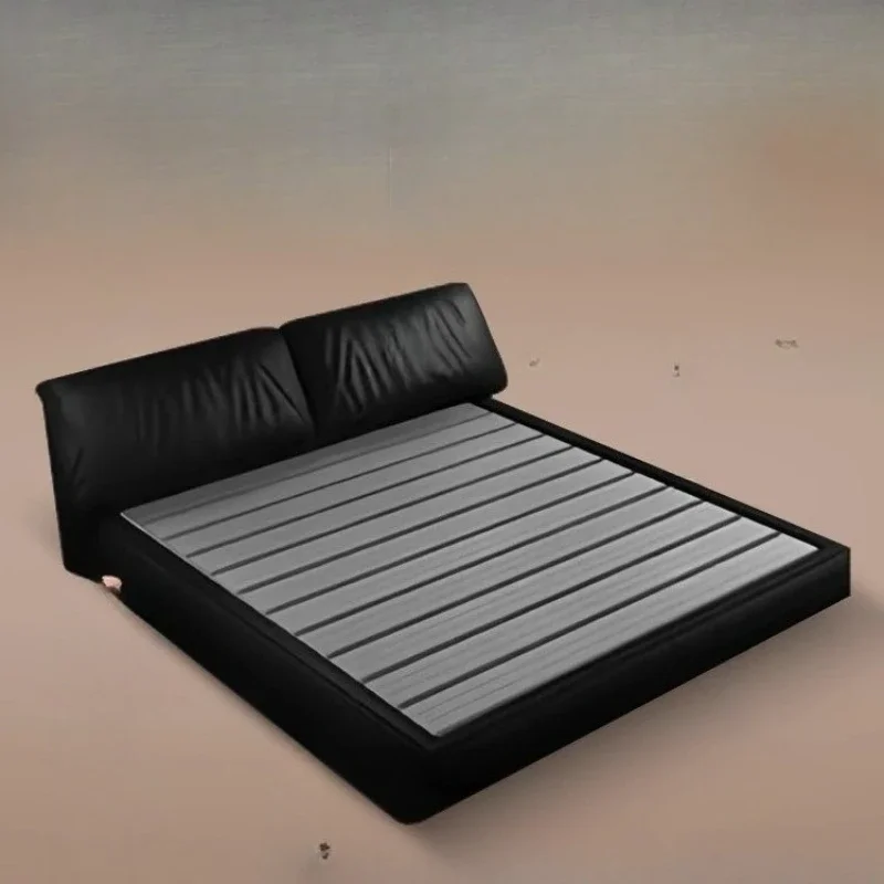 

Leather bed, master bedroom elephant ear high end atmospheric bed