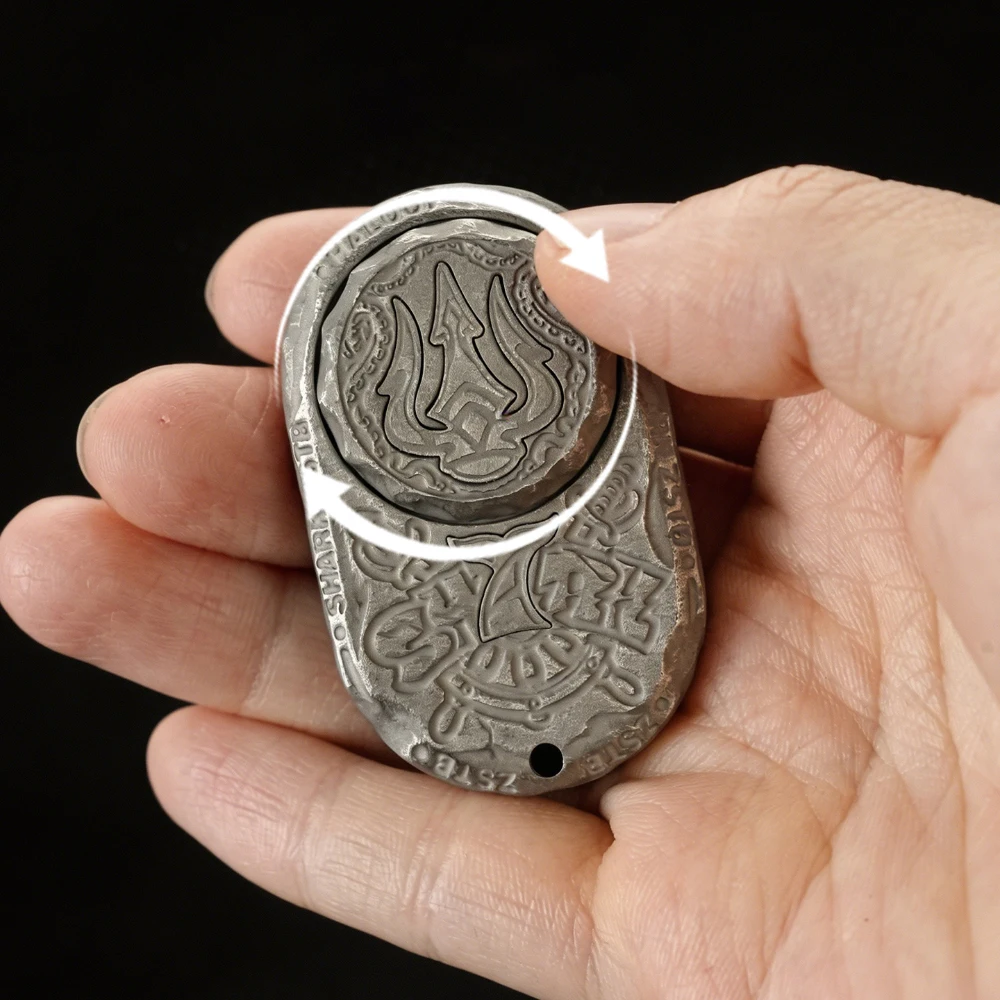 HALOO PLAYER EDC Sea Shark Pro Stainless Steel Stone Grain Engraving Fidget Slider Rotates Left And Right 360° Push Slider Adult