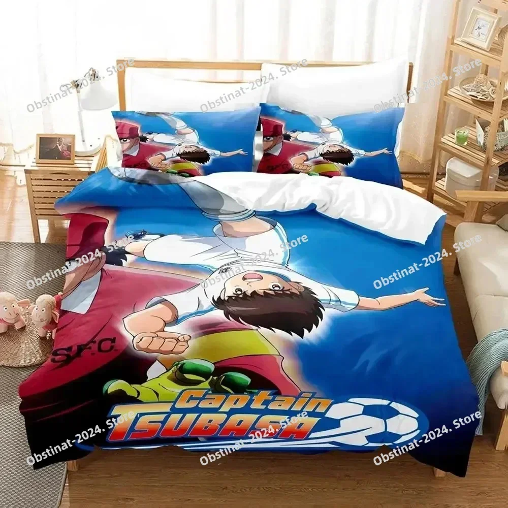 Anime Captain Tsubasa Printed Bed Set Duvet Cover Pillowcase Bedding Set Bed Linen Sheet Quilt Cover Full Queen King Size