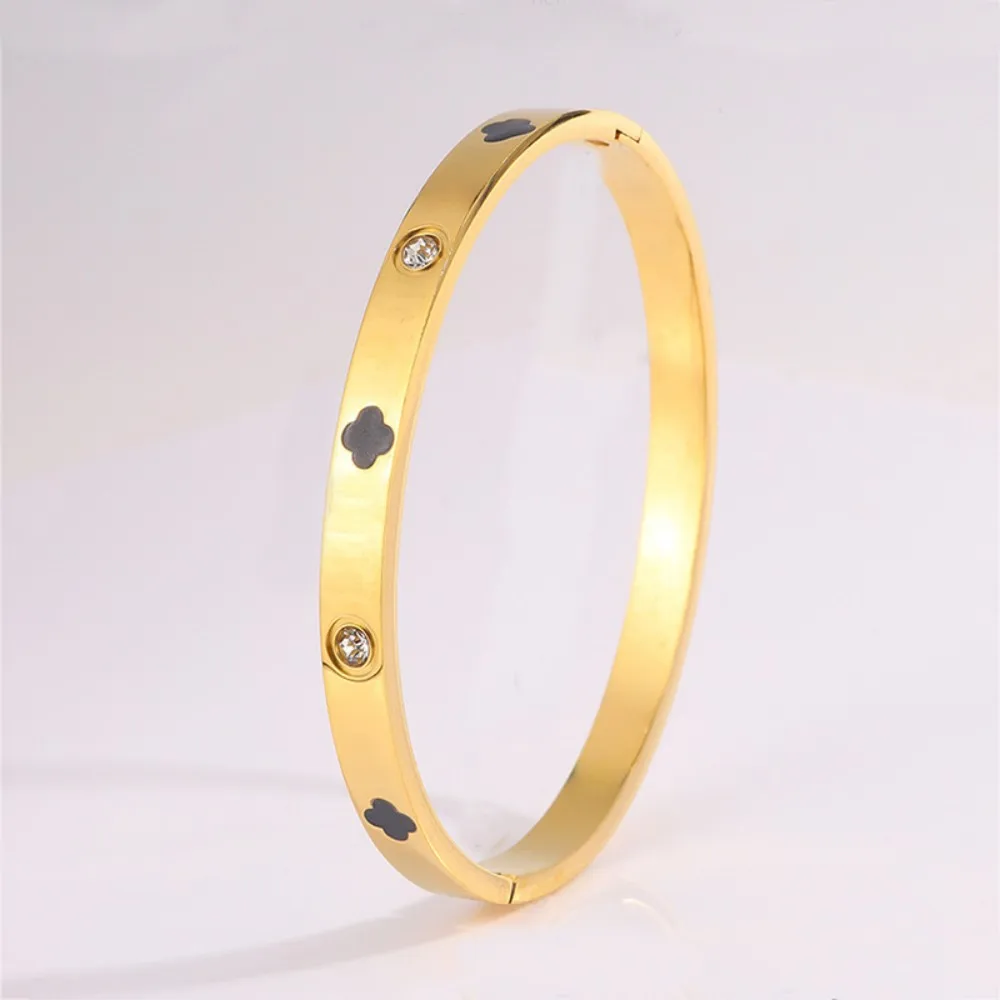 Yupsk الساخن بيع نازف النفط أربع أوراق زهرة سوار للنساء كريستال الزركون مطعمة هدايا مجوهرات الحفلات الرائعة #6