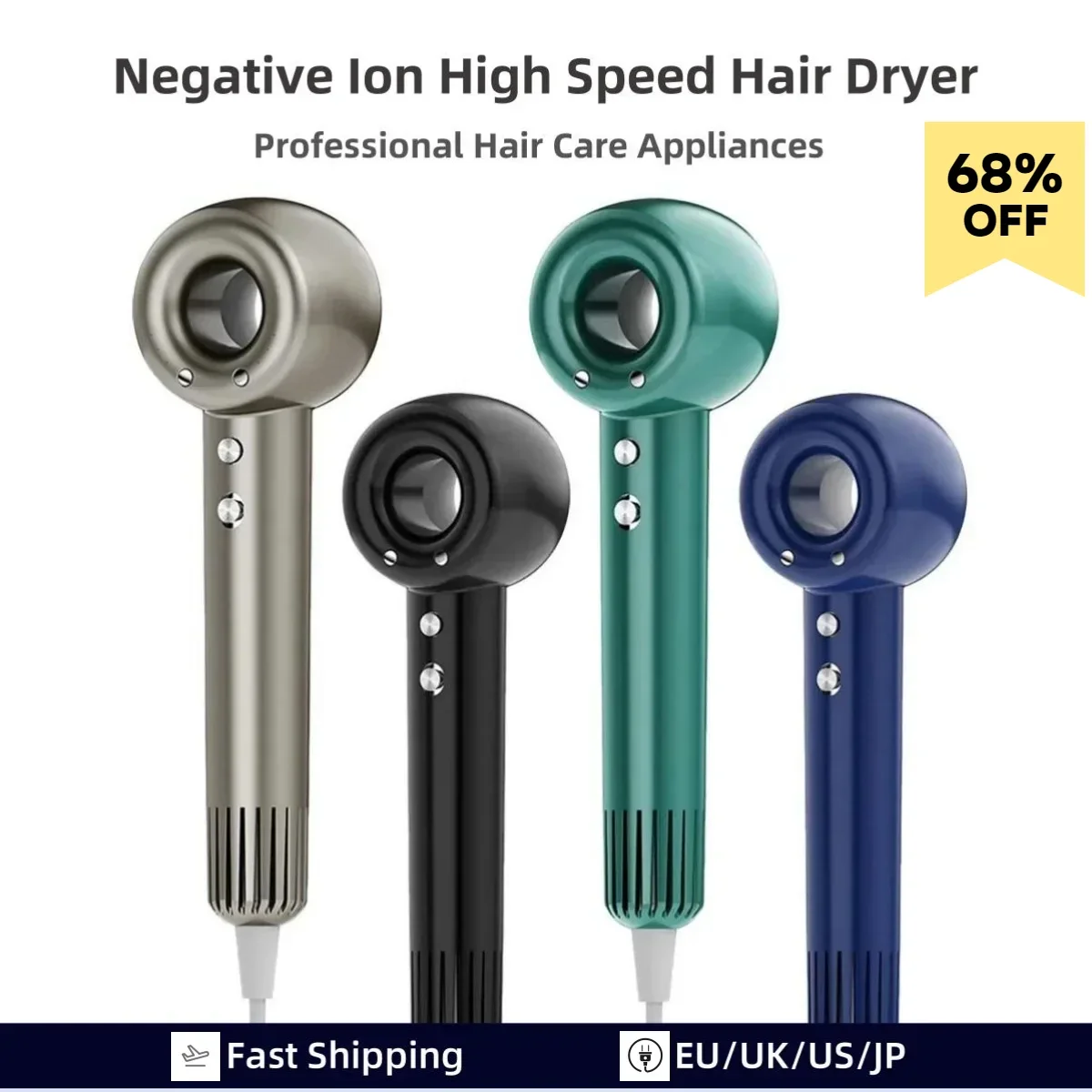 Professional Leafless Hair Dryer Negative Ion Quick Dry Blow Dryer Personal Care Home Appliance Barber/Salon 11000RPM High Speed