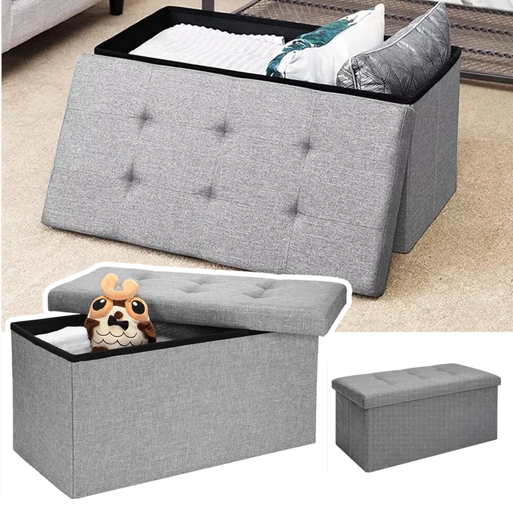 Panca Pieghevole con Contenitore, Pouf Contenitore per Fine Letto, Poggiapiedi per Soggiorno, Camera da Letto, Ingresso, Organizzatore in Tessuto, Sgabello Contenitore