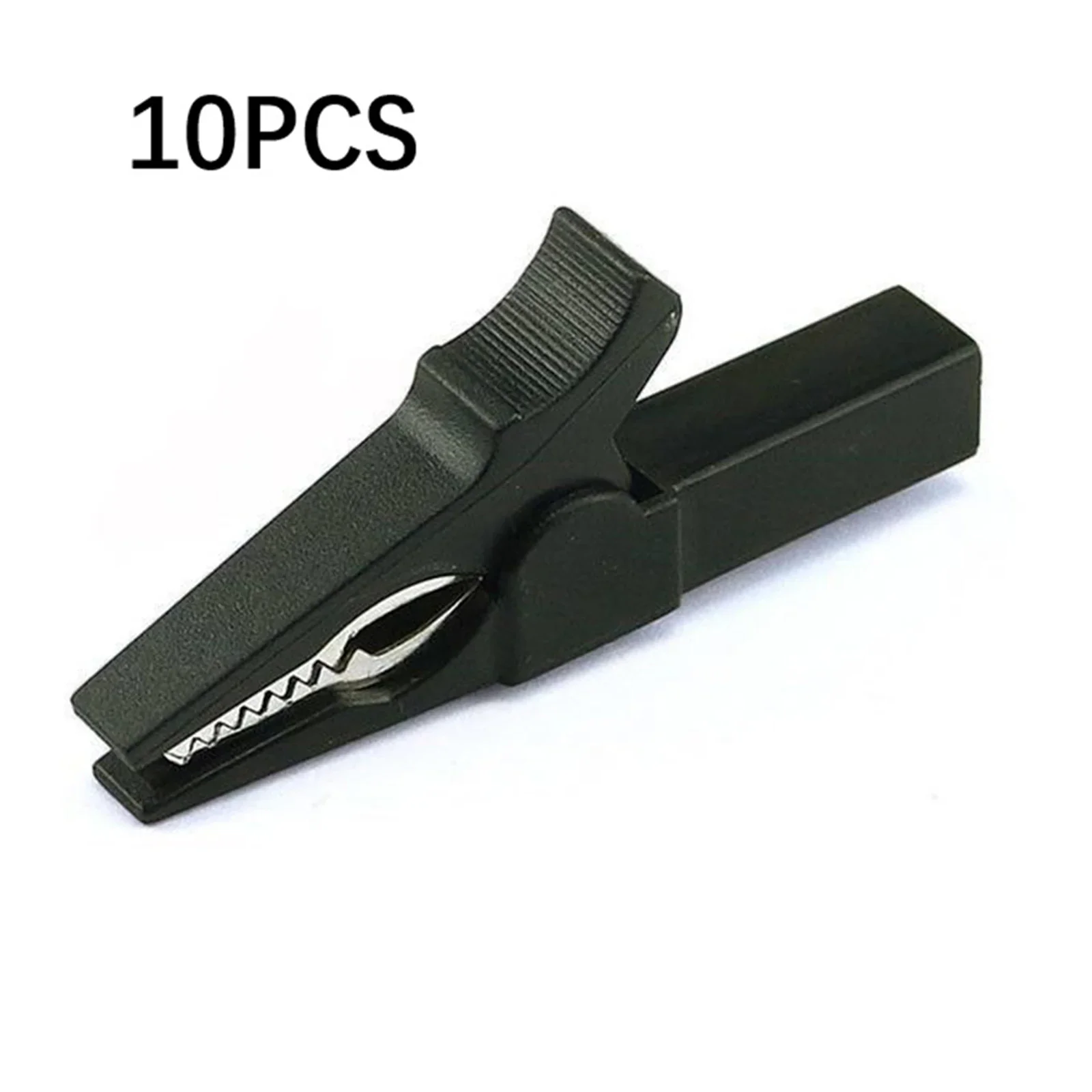 Set of 10 Black Crocodile Clips with PA and Copper Material Insulated Design for Electrical Engineering and Quick Connections