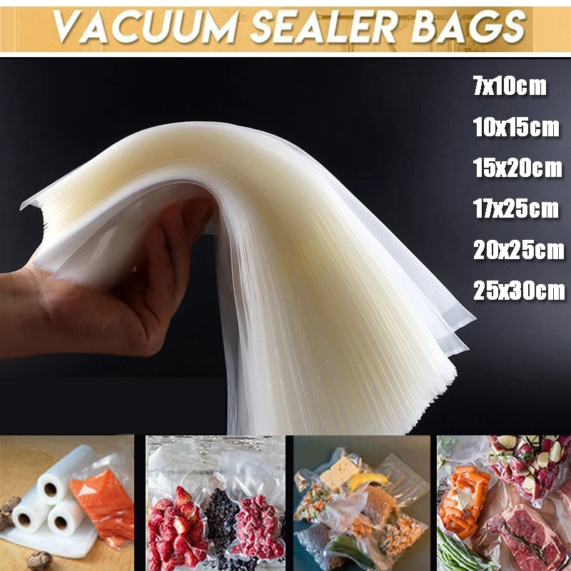 10/50PCS Kitchen Food Vacuum Sealer Bag for Food Vacuum Sealer Packing Machine Food Storage Bag