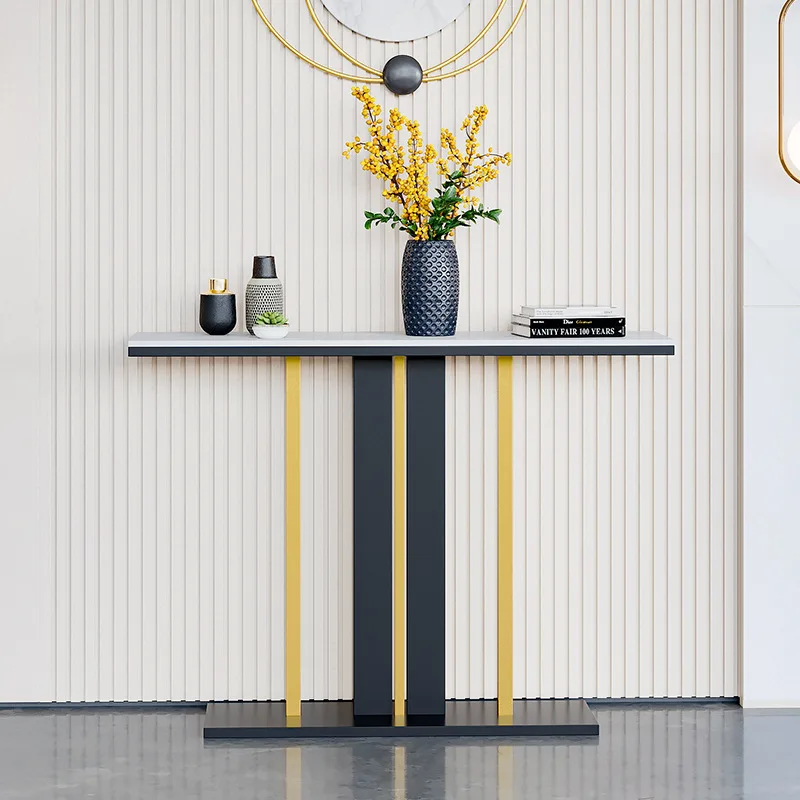 Modern simple entrance table Art decoration end view Living room corridor against the wall Light luxury rock