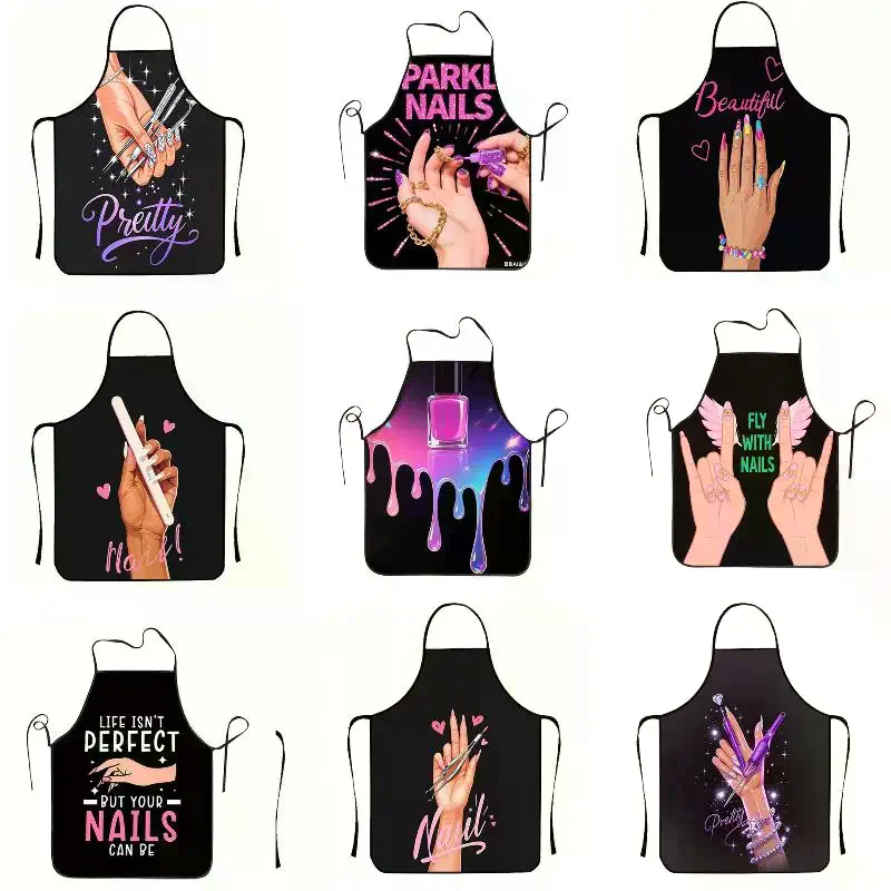 Fashion Nail Artist Nail Salon Apron For Men Women 3D Printing Anti Fouling And Waterproof Creative Household Chef Cooking Apron