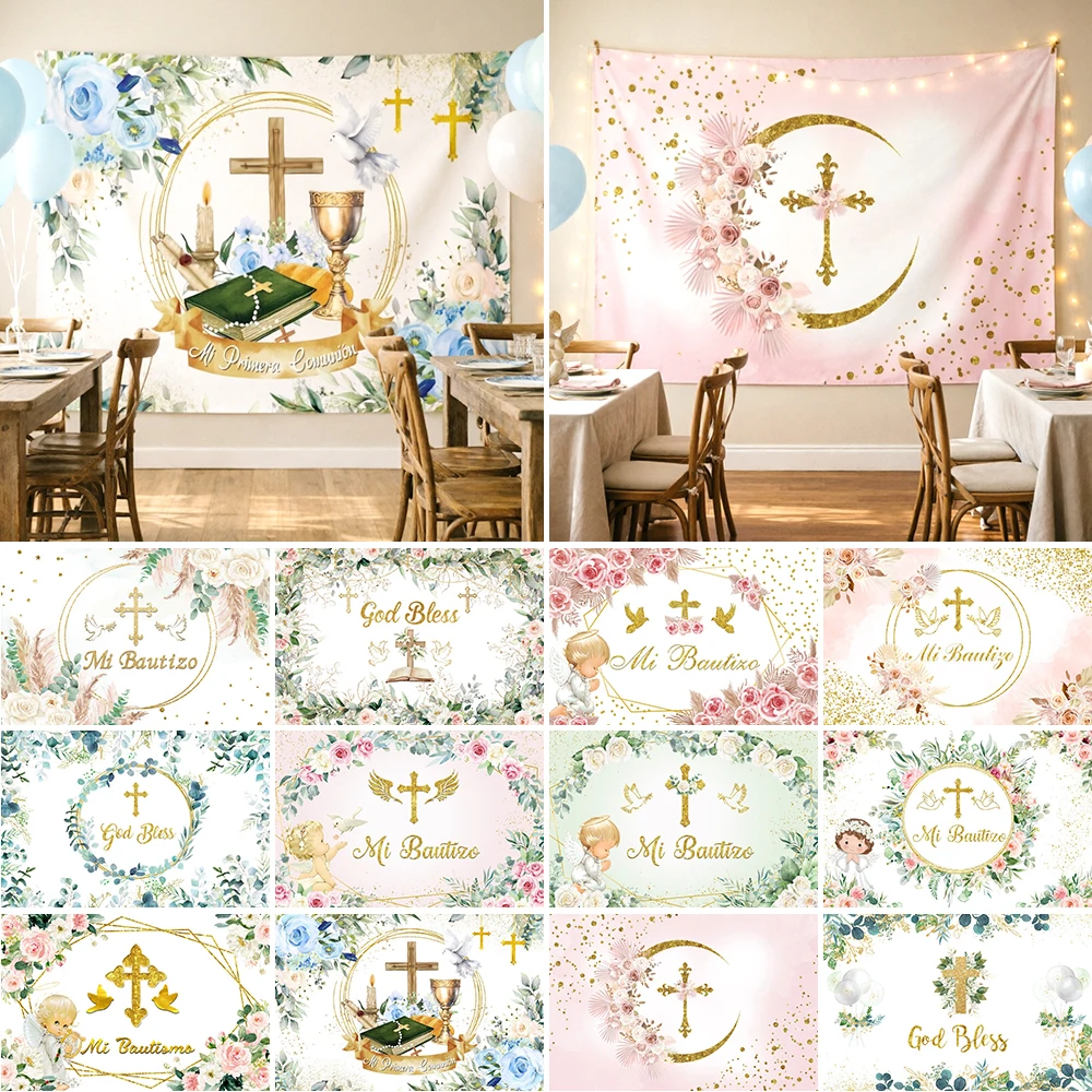 Fondos para Fotografía de Primera Comunión y Bautizo, Decoración con Cruz y Biblia, Accesorios para Estudio Fotográfico