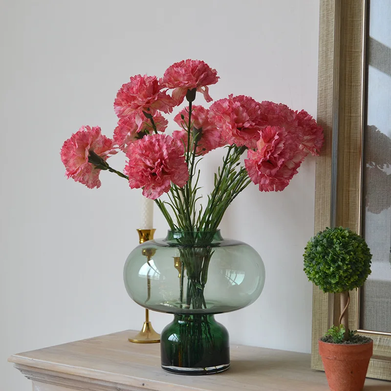 ฤดูใบไม้ร่วงดอกไม้ประดิษฐ์ดอกคาร์เนชั่นดอกไม้ปลอมดอกไม้ผ้าไหมดอกไม้สาขาห้องนั่งเล่นงานแต่งงานวันแม่ Decor