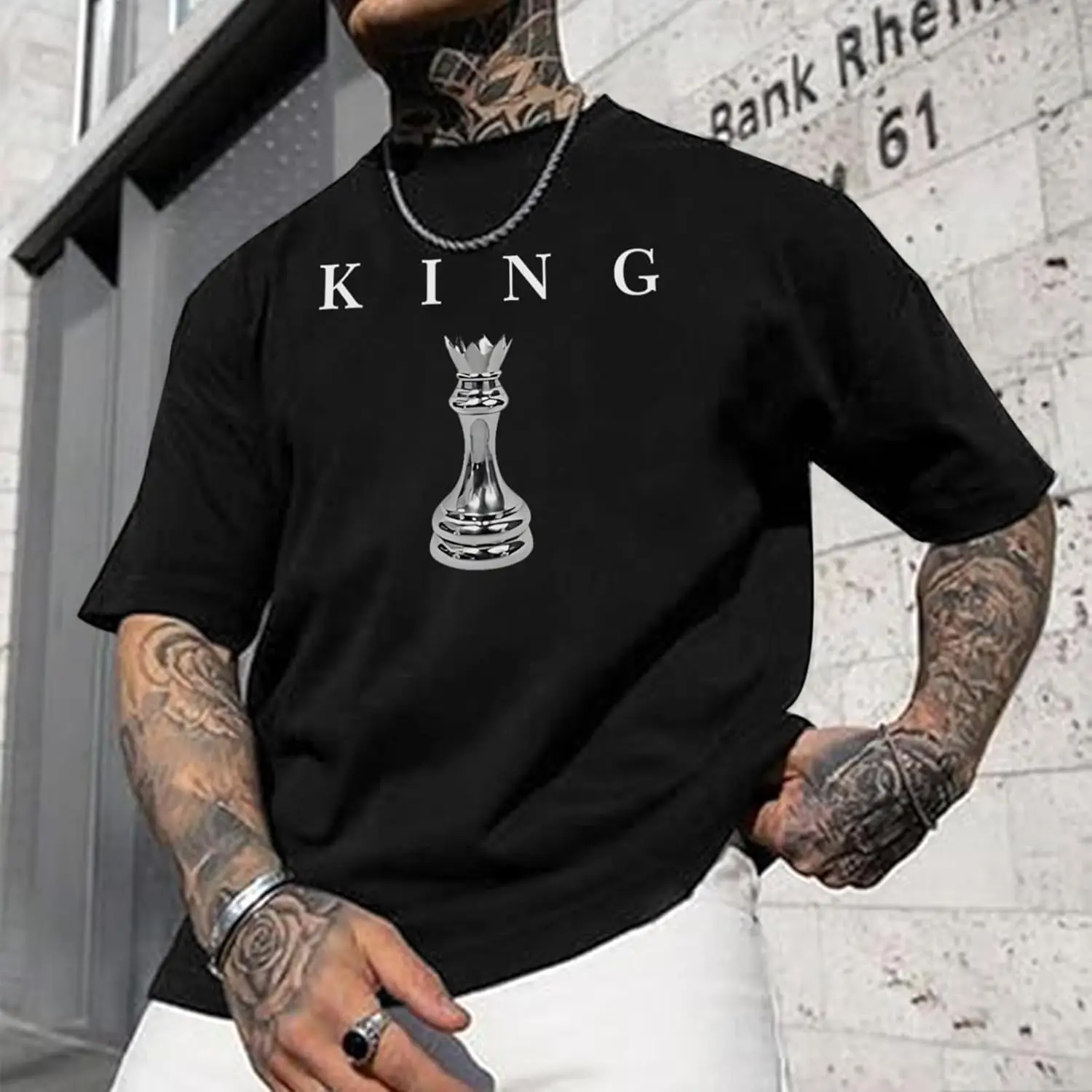 

Men's King Chess Shirt Graphic Tees Designer Printed T Shirts for Men Urban Letter T-Shirt Streetwear