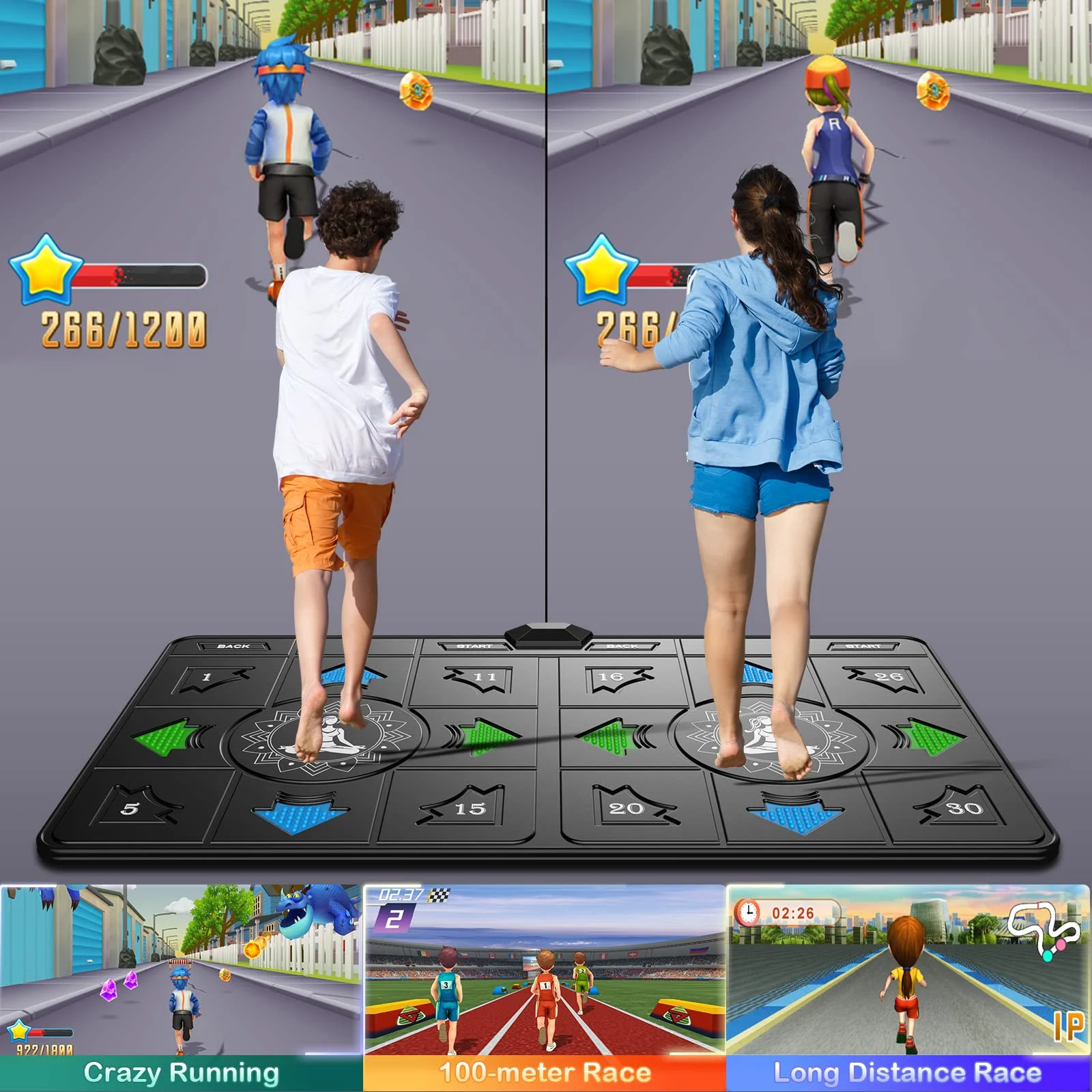 Dance Mat Game for TV/PC Double Family Sports Motion Sensing Game Non-Slip Music Fitness Carpet Birthday Gift for Kids/Adults