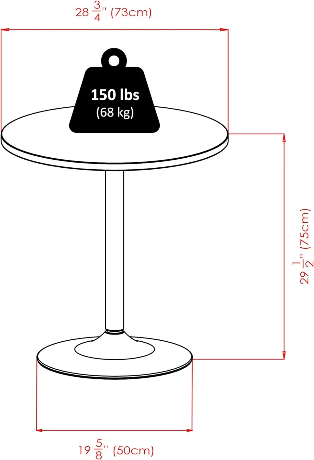 طاولة طعام مستديرة من نوع Winsome Spectrum MDF ، سوداء ، 29 "x" x "x" ،