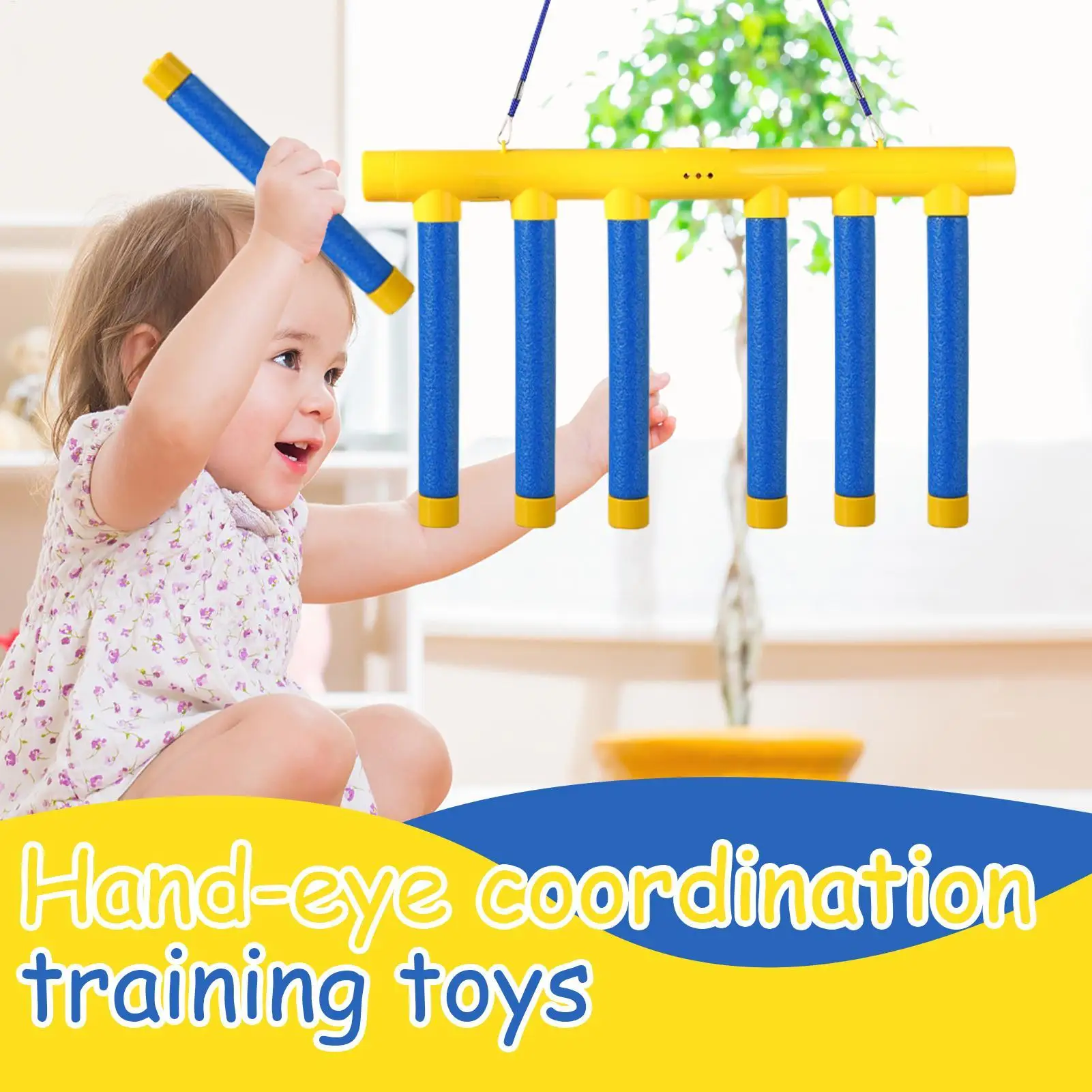 Falling Sticks Game Falling Sticks Catching Game Hand Eye Coordination Reactivity Training for Kids Yellow and Blue  Adjustable