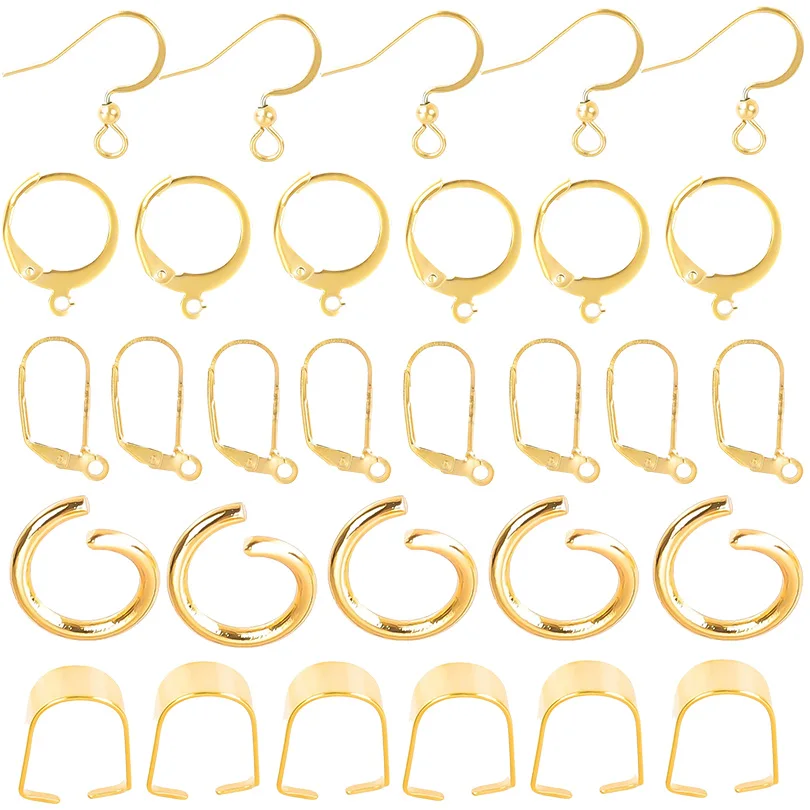 

10pcs/100pcs Gold Plated Jump Rings Lobster Clasps hooks Clip Clasps Earring Wires Clasps Hooks Stainless Steel Jewelry Findings