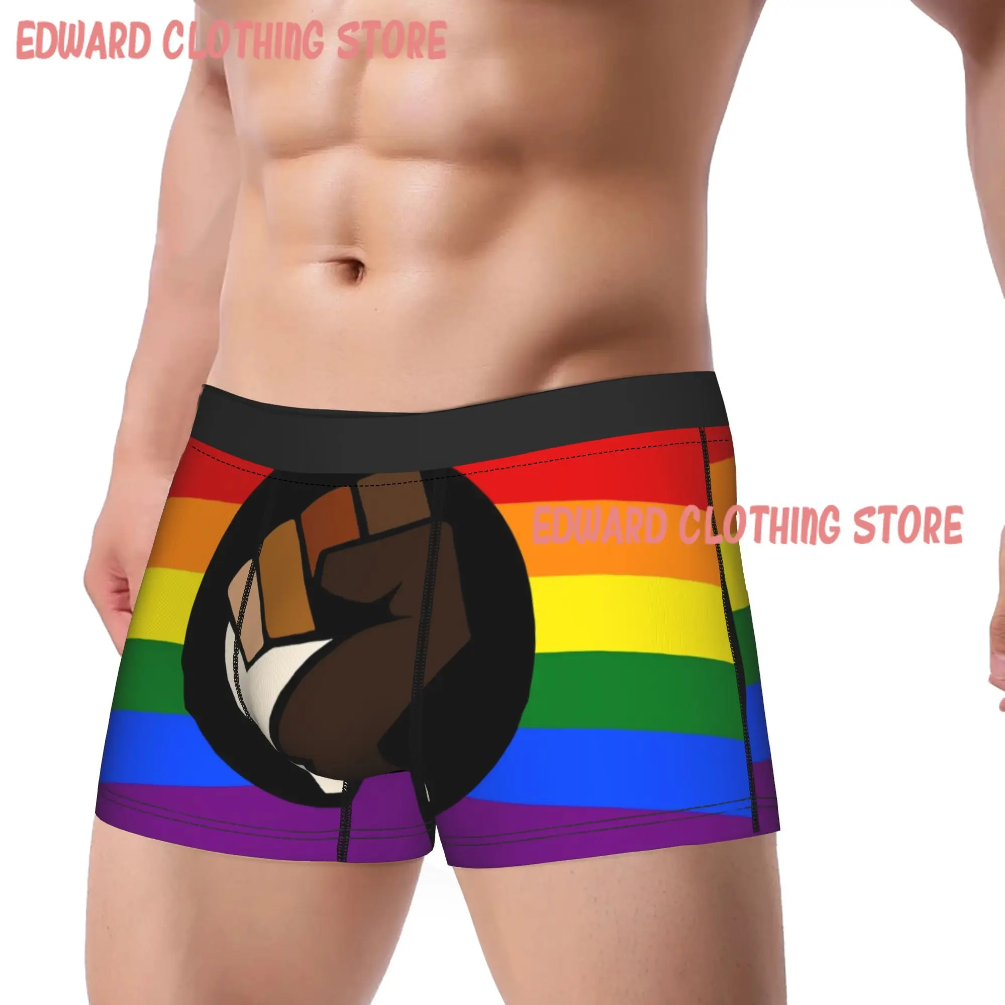 Men Intersectional Pride Flag Underwear Black Lives Matter LGBT Proletariat Union Boxer Briefs Shorts Panties Male Underpants