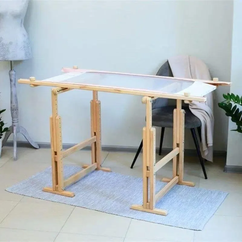 Simple Square Embroidery Frame Wooden Cloth Slate with Brackets for Large Tapestry Needlework Gifts
