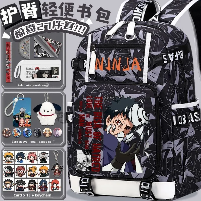 

Naruto Uchiha Sasuke Anime Co Branded Male and Female Student Backpack Cartoon student schoolbag Large capacity computer bag