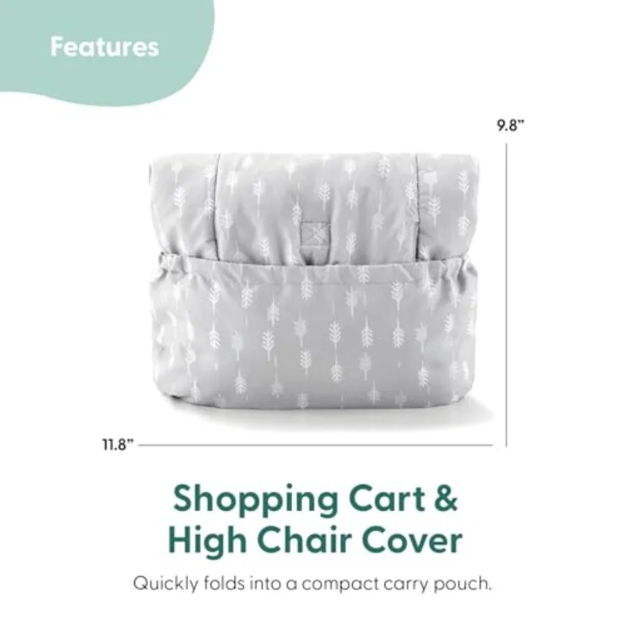 Neutral Grey Cotton Shopping Cart Cover for Baby High Chair and Grocery Cart Suitable for Toddlers and Infants in Restaurants G