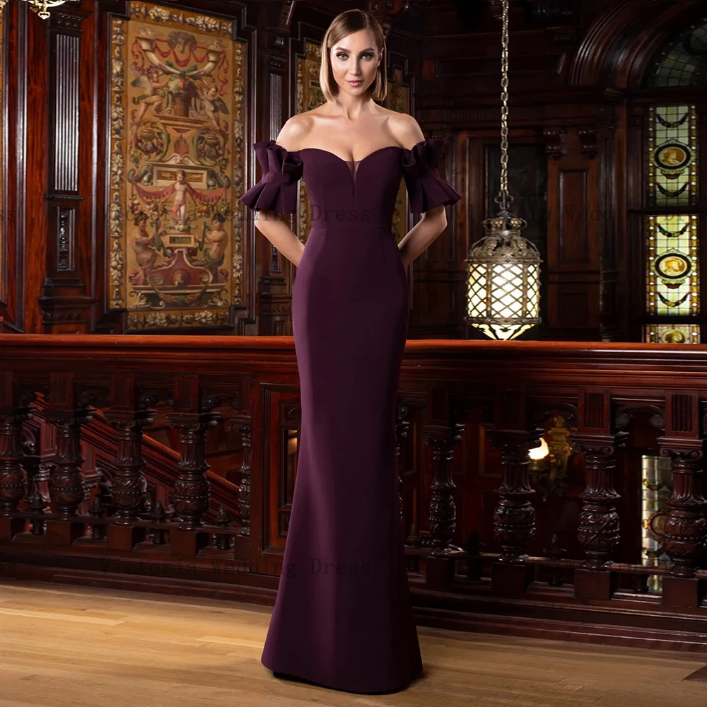 Elegant Navy Moeder Van De Bruid Jurken Off Shoulder Halve Mouwen Wedding Partij Jassen Mermaid Floor-Lengte 2023 فساتين السهرة