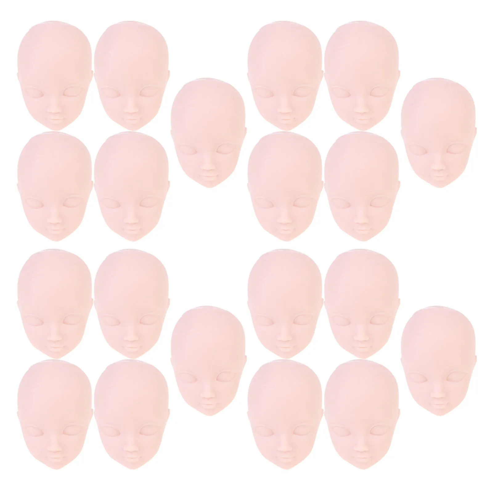 20Pcs Small Plastic Heads DIY Craft Supply Practice Makeup Tool Repair Parts Decorative Miniature Heads Practice Makeup Tool