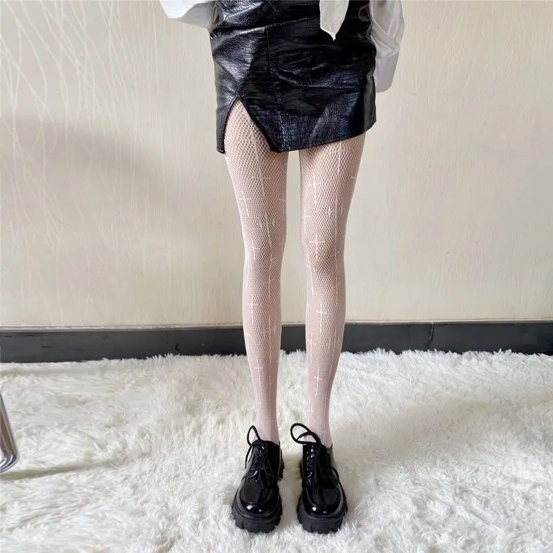 

Women's Autumn Thin Dark Lolita Cross Jacquard Sexy Fishnet Hollow Loli Versatile Pantyhose
