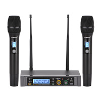 Lomeho Dual Channel Wireless Microphone System Professional Handheld UHF Karaoke Mic Dynamic Stage Performance 500+MHz LO-U11