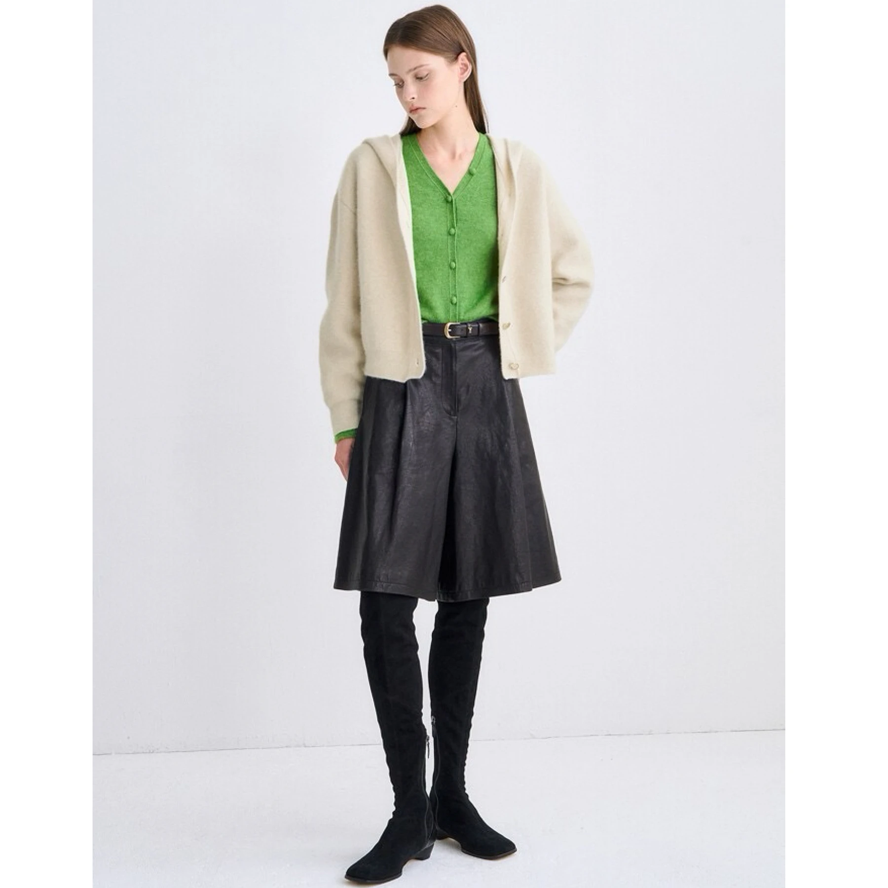 

TIM25 Winter Lemon Cheese Knitted Woolen Cardigan Hooded Basic Sle Commute Faion Women's Loose Fit Long Sve Coat