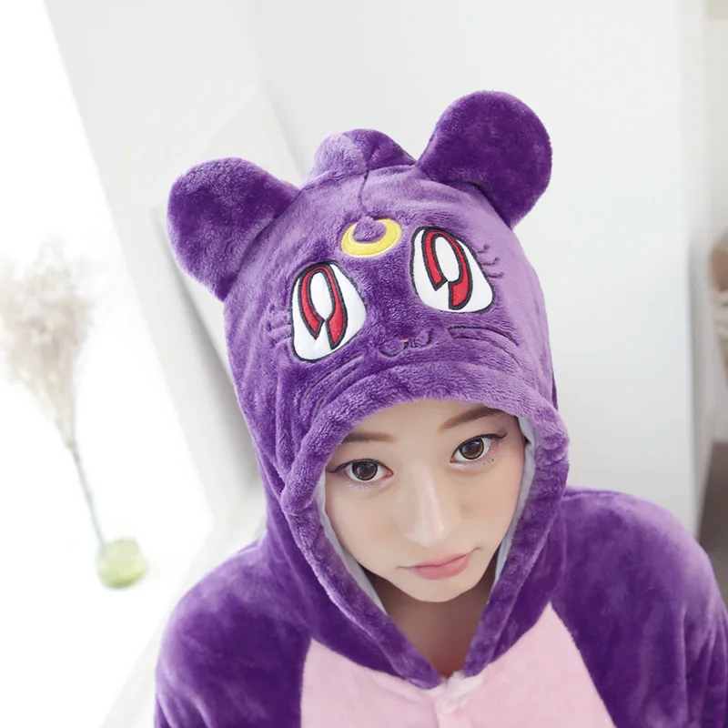 Kigurumi Katze Stram pler Erwachsene Kinder ein Stück Pyjama Tier Cartoon Decke Nachtwäsche Anime Cosplay Kostüm Winter Flanell Jumps uits