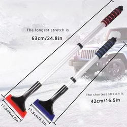 Extendable Aluminum Ice Scraper Snow Brush for Car Windshield Telescopic Extra-long Snow Shovel