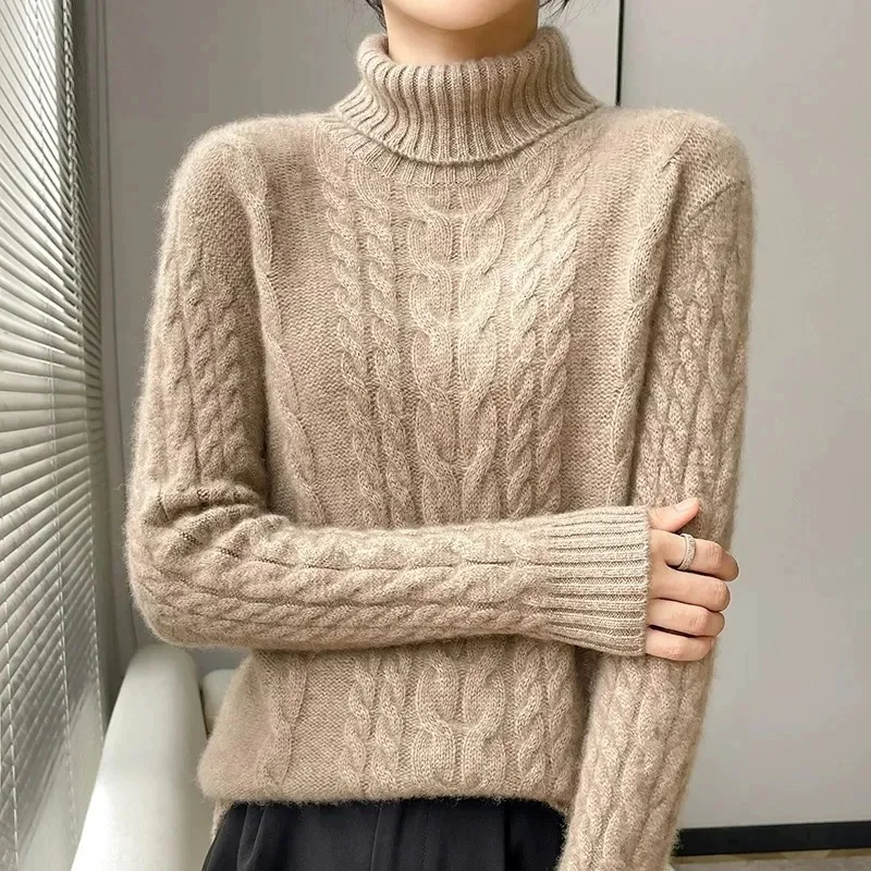 

New Autumn Winter Korean Pure Colour Turtleneck Pullover Sweater Women Warm Bottoming Shirt Female Knitted Sweater Jumper Tops