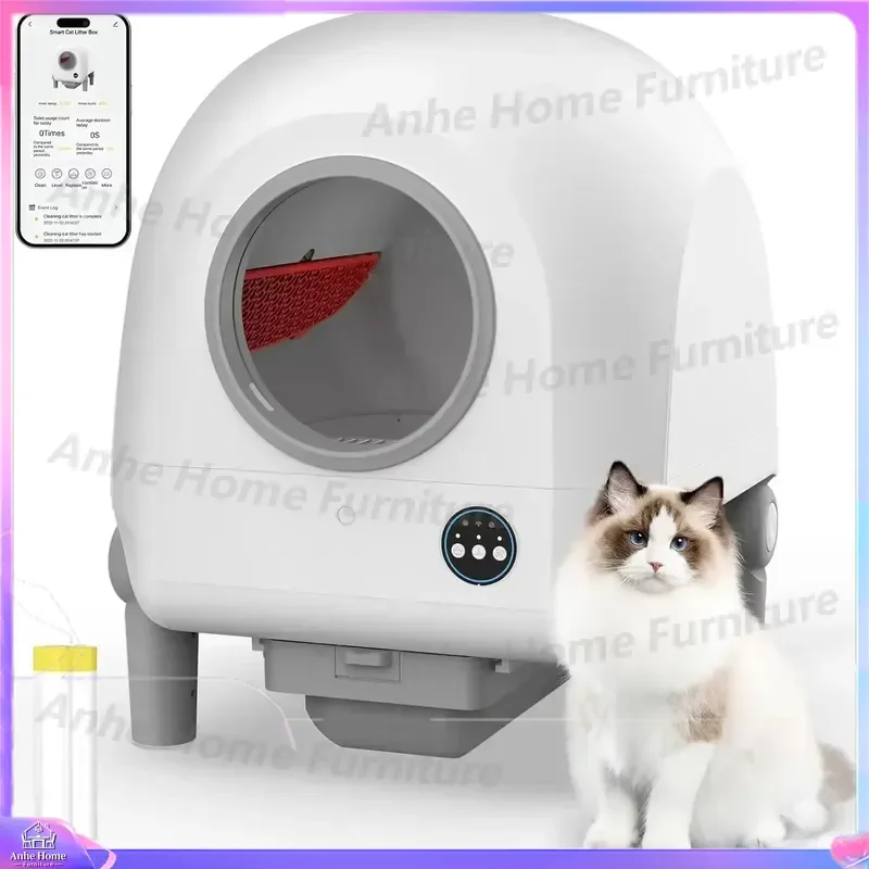 Extra Large Automatic Self Cleaning Cat Litter Box Smart Deodorizing Closed Design App Controlled Real Time Cat Monitoring